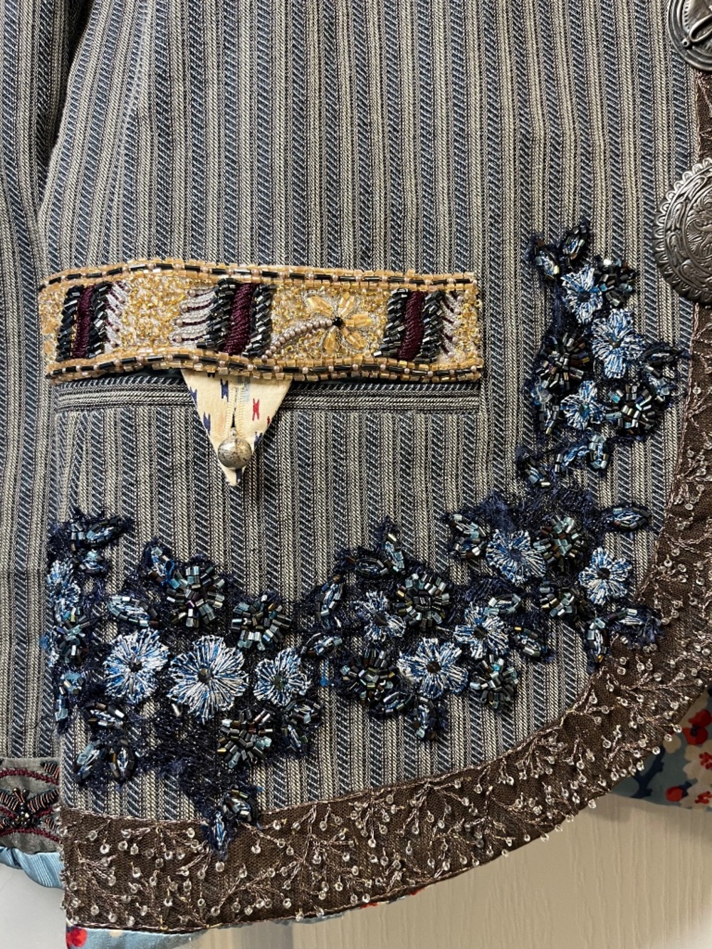Kenzo Women "Modèle Déposé" Cotton Jacket with Beaded Appliqué Made in France - Picture 2 of 10